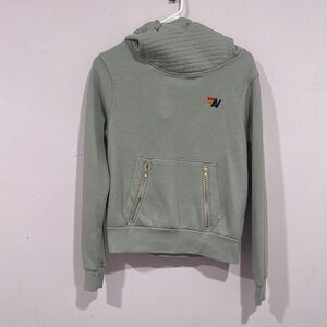 Green Hoodie with Logo and Gold Zippers AVIATOR NATION